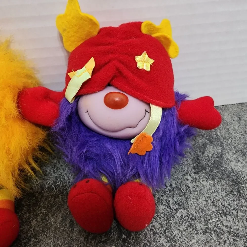 Vintage 83 84 Rainbow Brite Sprites Plush Pair - Yellow Spark & Purple Sprite
